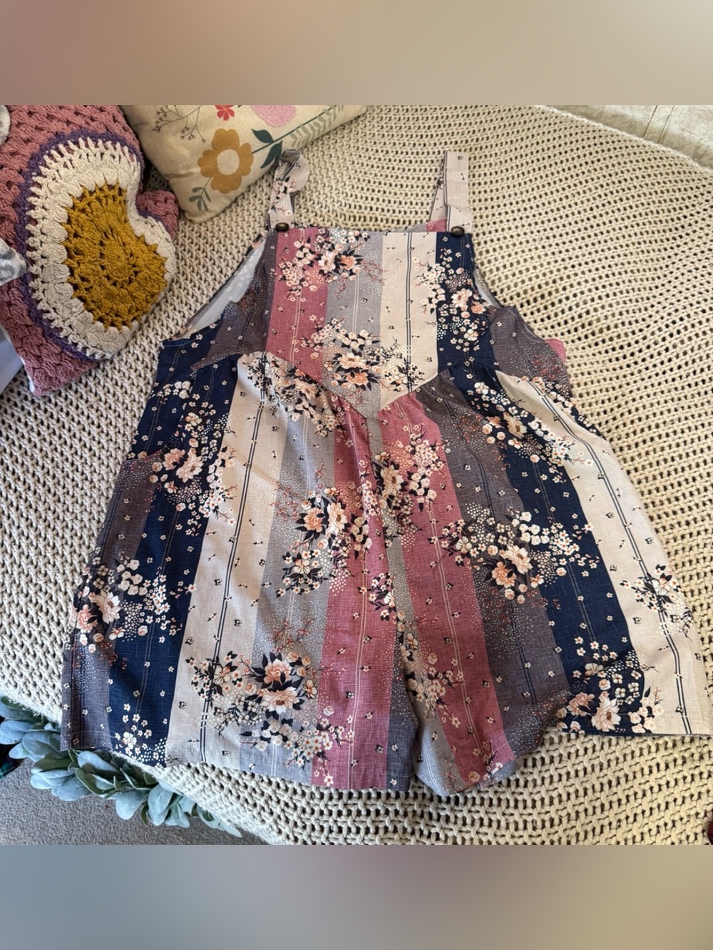 Cottagecore boho patchwork romper shortfalls